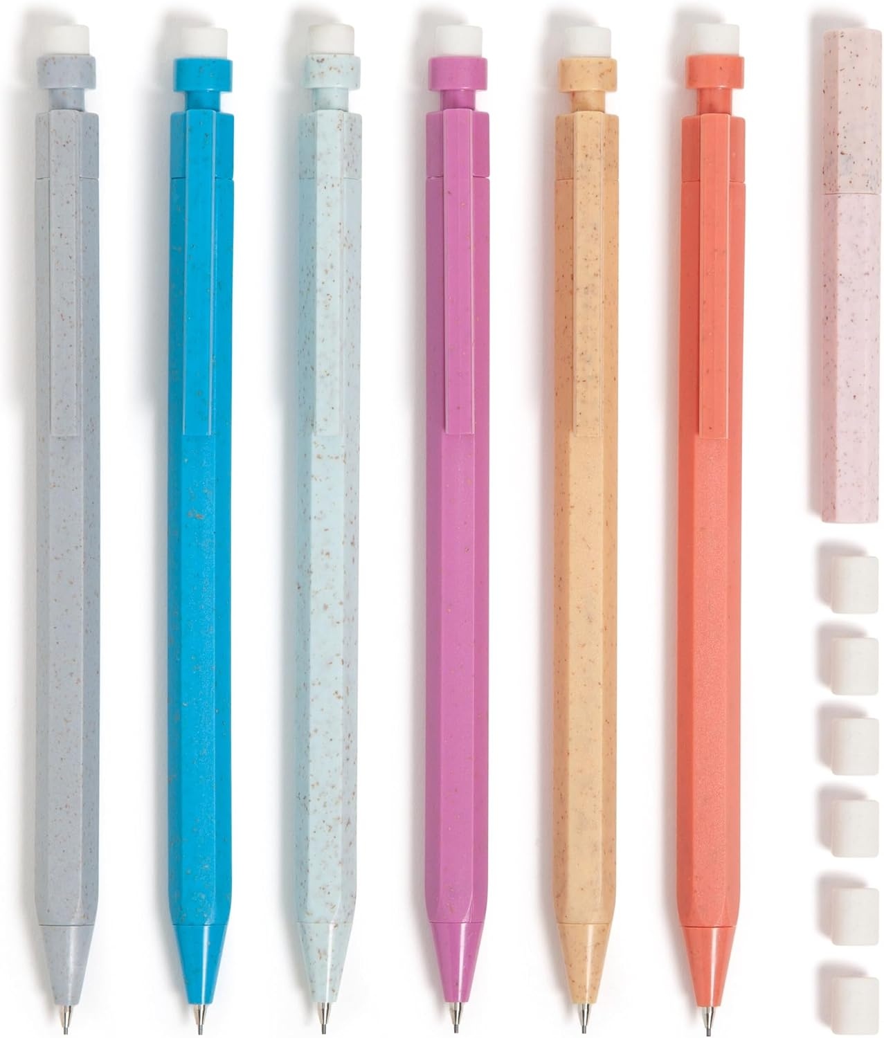image:imageU Brands UEco Recycled Mechanical Pencil Set Bulk Mechanical Pencils 07mm Speckled Hex Brights Medium Lead School Supplies 6 Pack1 Count Pack of 6