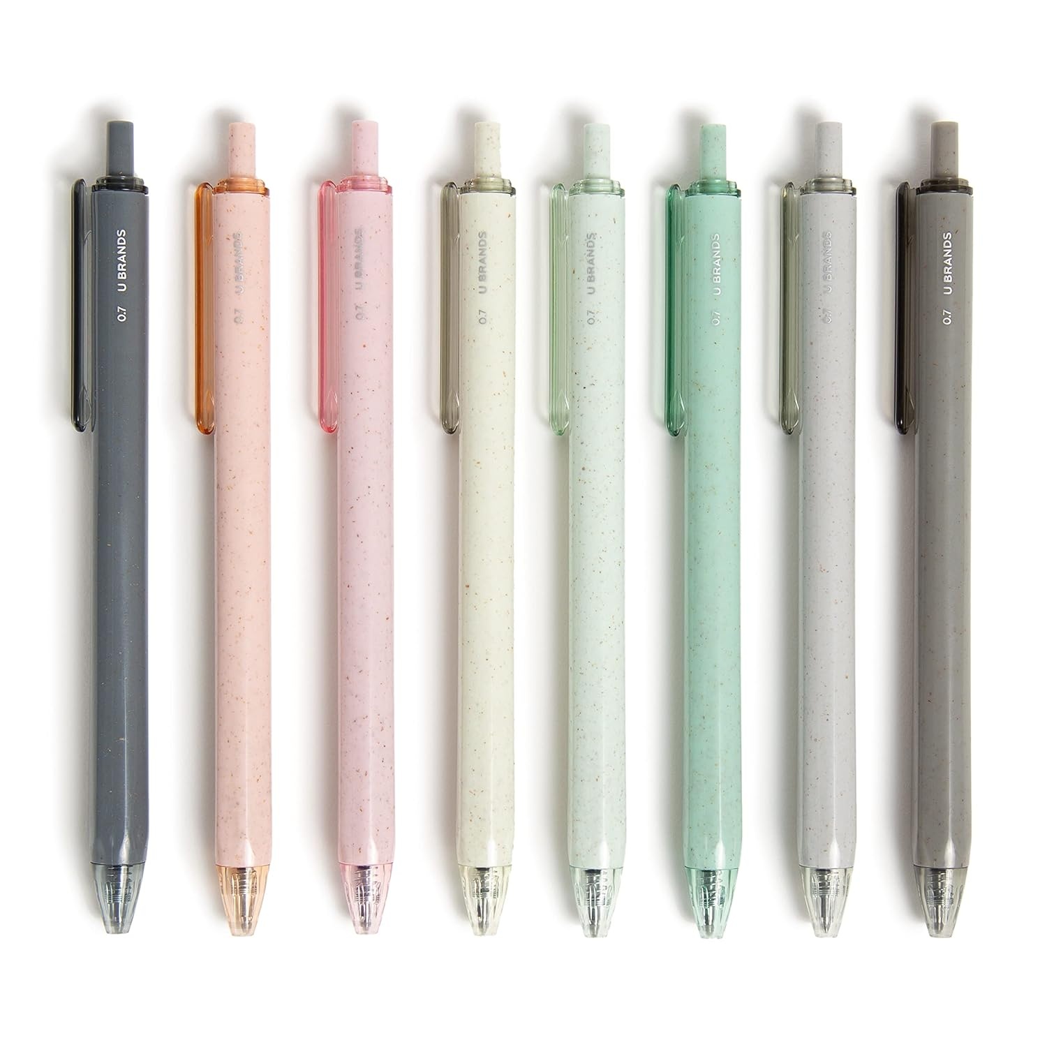 image:imageU Brands Ueco Pastel Speckle Gel Click Pens 7mm Black Ink Assorted Colors 8 Pack Refills