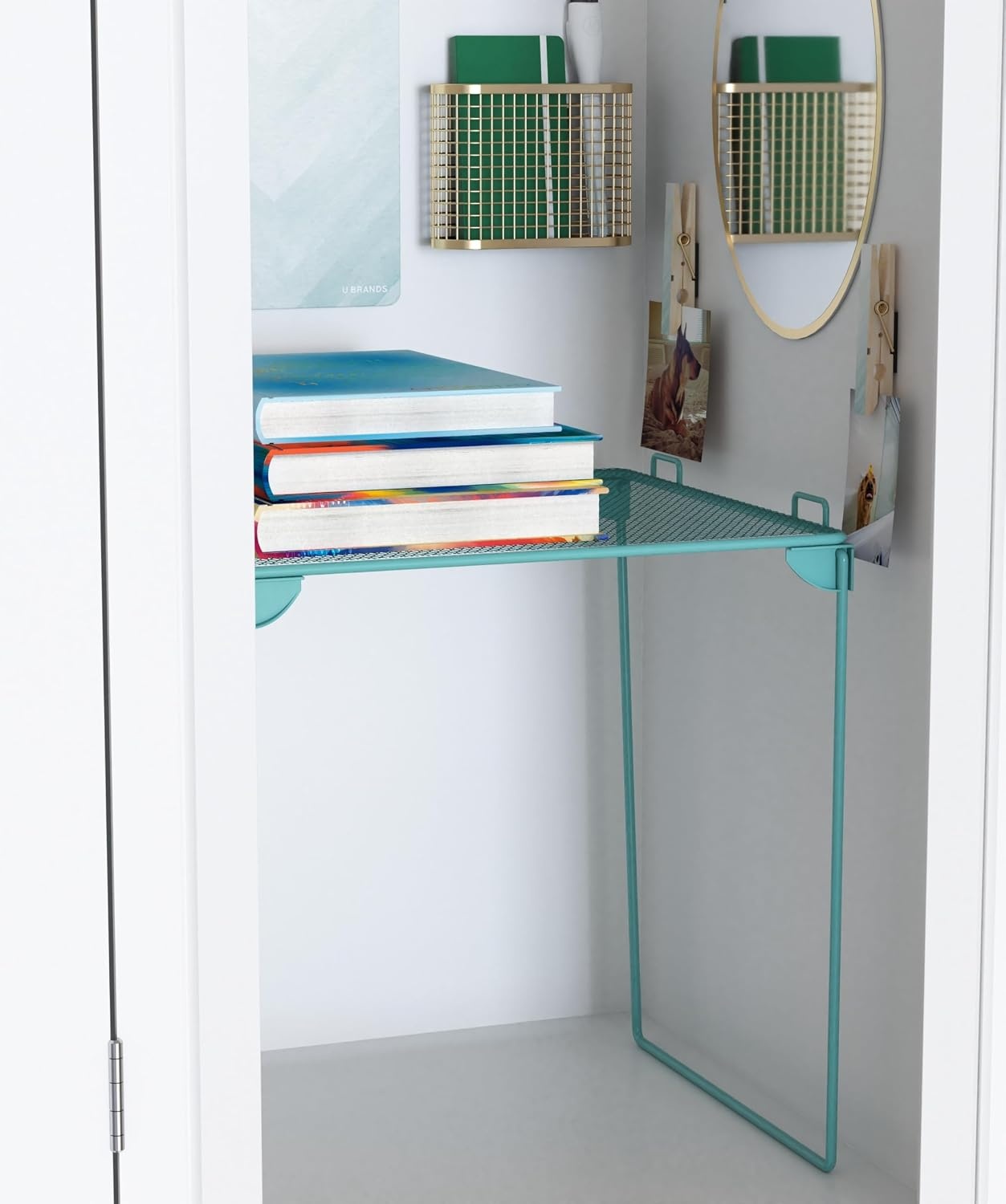 image:imageU Brands Urban Garden Locker Accessory Kit with Magnets Mirror Whiteboard Marker Organizer ShelfBlue