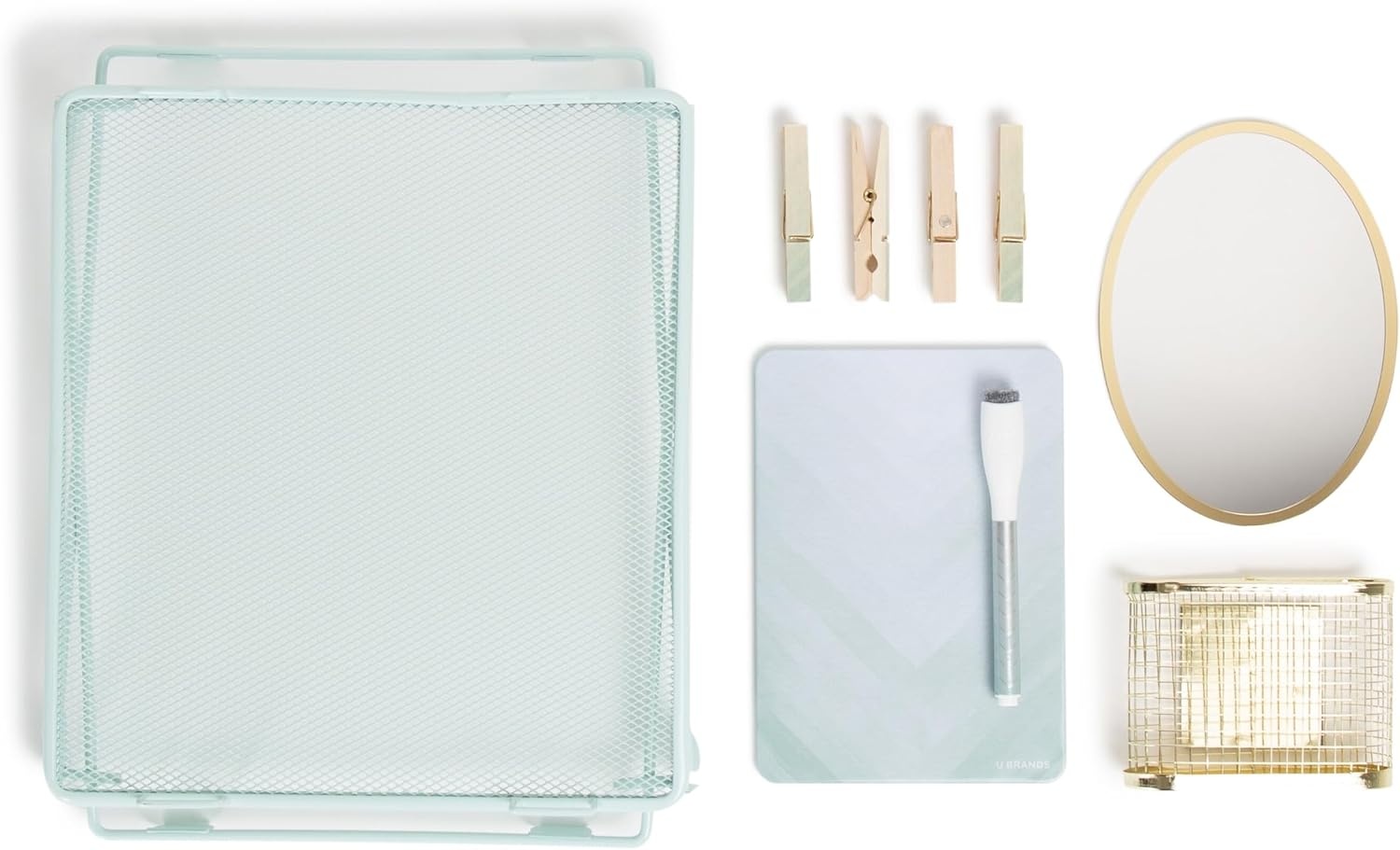 image:imageU Brands Urban Garden Locker Accessory Kit with Magnets Mirror Whiteboard Marker Organizer ShelfBlue