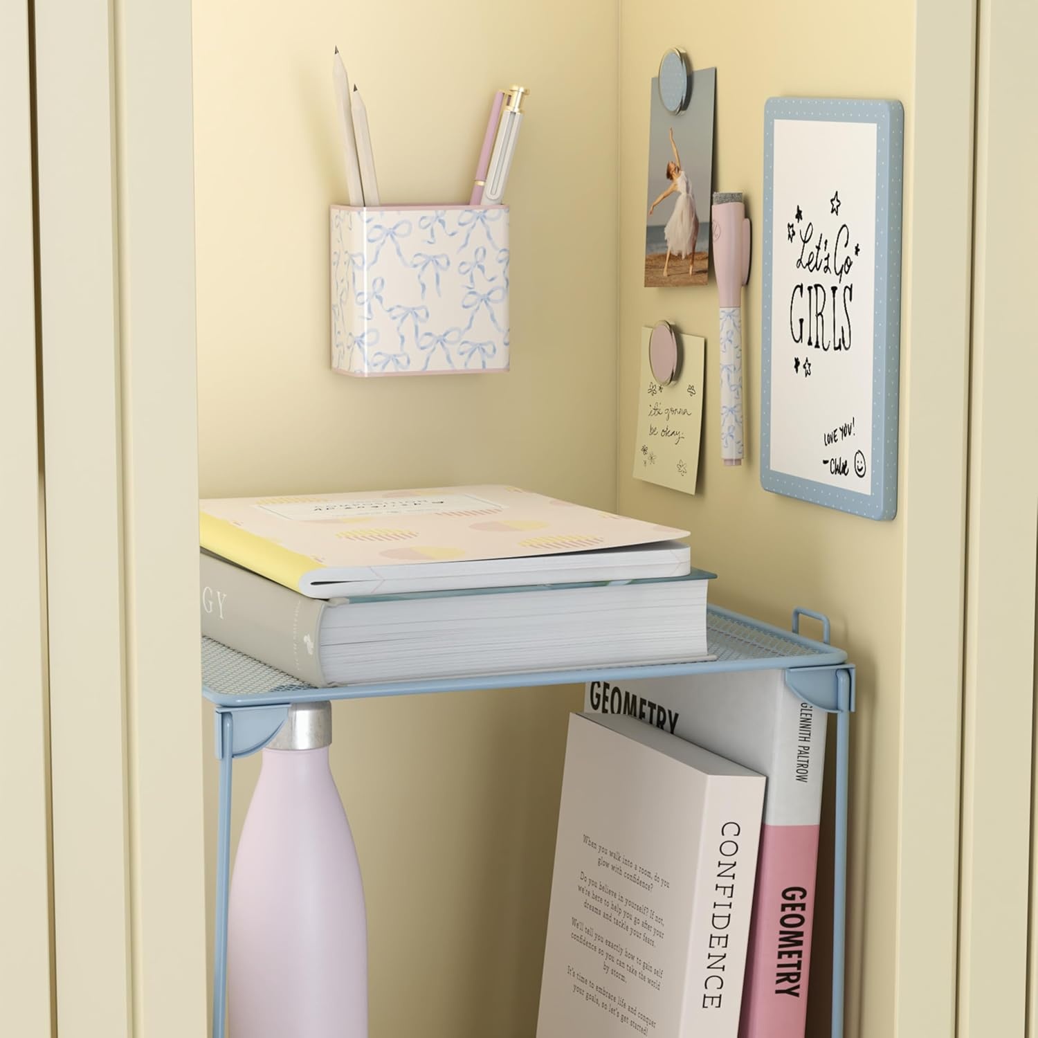 image:imageU Brands Urban Garden Locker Accessory Kit with Magnets Mirror Whiteboard Marker Organizer ShelfCharming Coquette