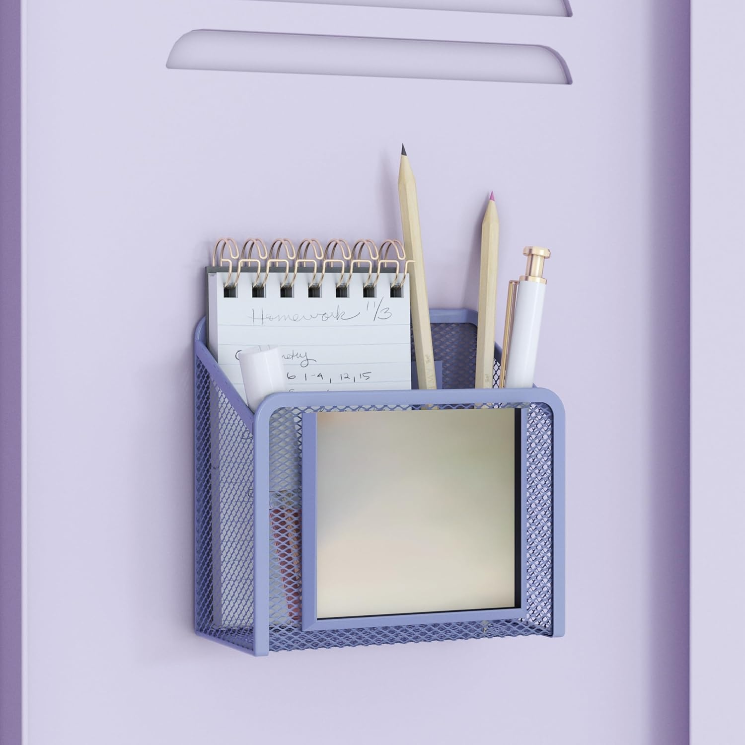 image:imageU Brands White Magnetic Locker Cup with Mirror Locker Mirror with Pencil Holder Magnetic Organizer for School Lockers 5 x 24 x 475Lavender Purple