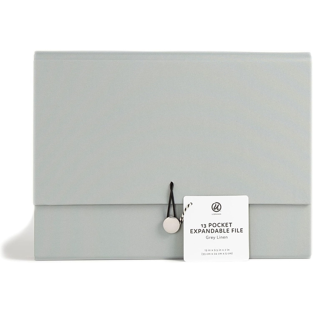 image:imageU Brands 13Pocket Expanding File Folder Office Supplies Citrus Squeeze Brass Hardware FSC CertifiedGrey