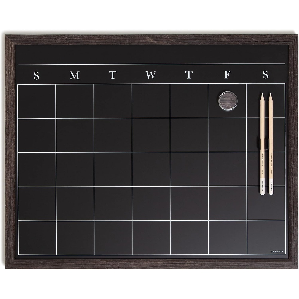 image:imageU Brands 16 x 20 Magnetic Monthly Calendar Chalkboard with Rustic Wood Frame Blackboard Surface Wall Mountable Monthly Planner Board Magnetic Calendar for Home Office Kitchen ClassroomRustic Wood Style Frame