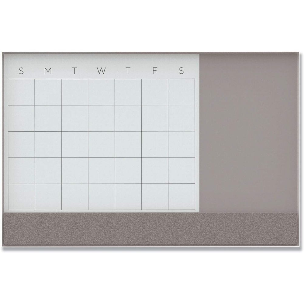 image:imageU Brands 3N1 Magnetic Glass DryErase Monthly Calendar Board 36 x 48 Inches WhiteGrey Surface White Aluminum Frame48W x 36H