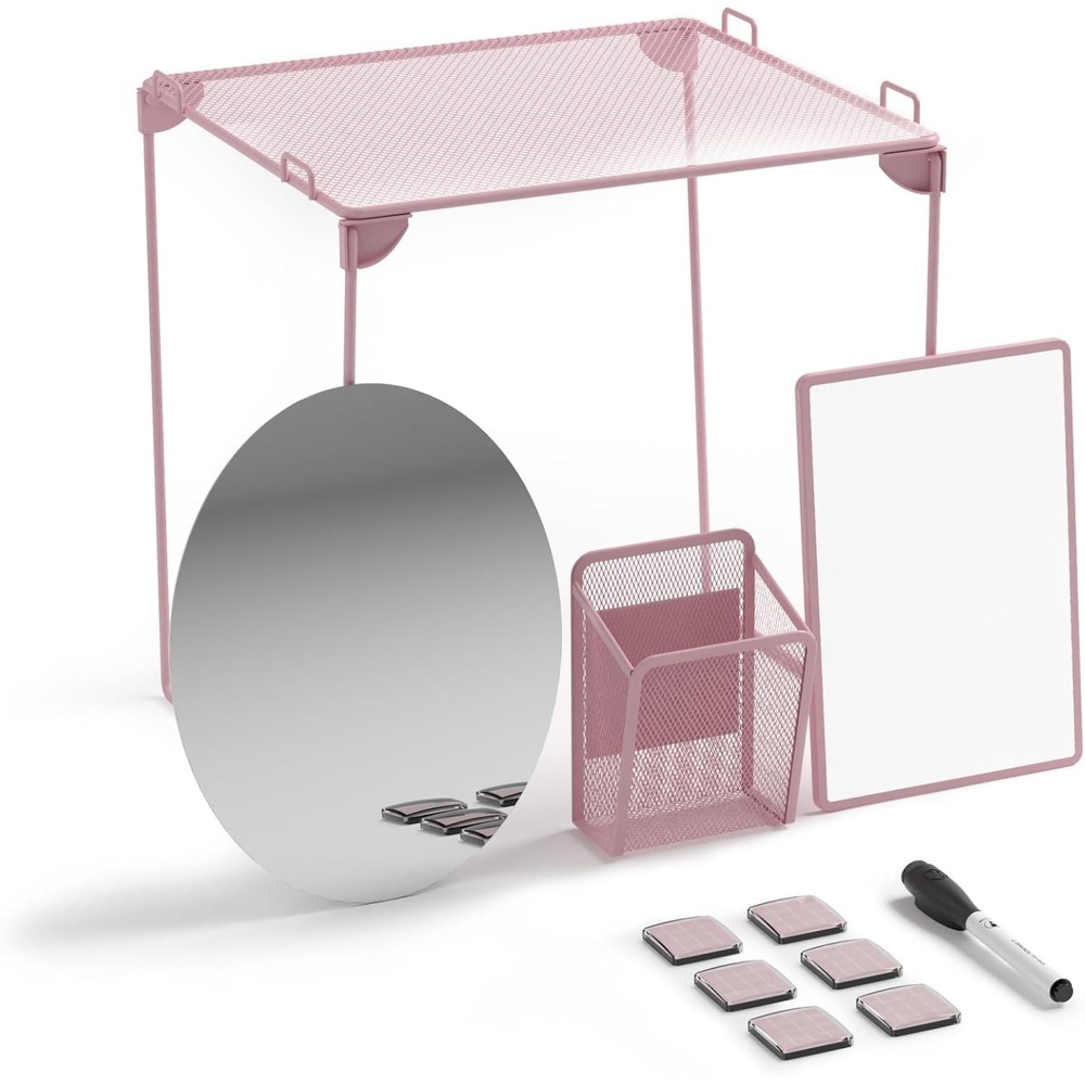 image:imageU Brands 4145U0106 Locker Organizer and Decorating Kit Back to School Essentials Blush 11Piece Includes Mirror Shelf Magnets and Other Accessories