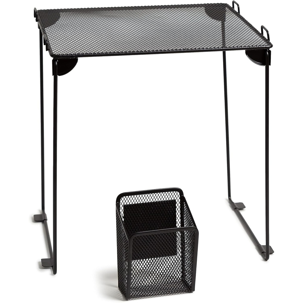 image:imageU Brands Blush Mesh Locker Organization Kit Includes Magnetic Cup and Folding Shelf 2 PiecesBlack