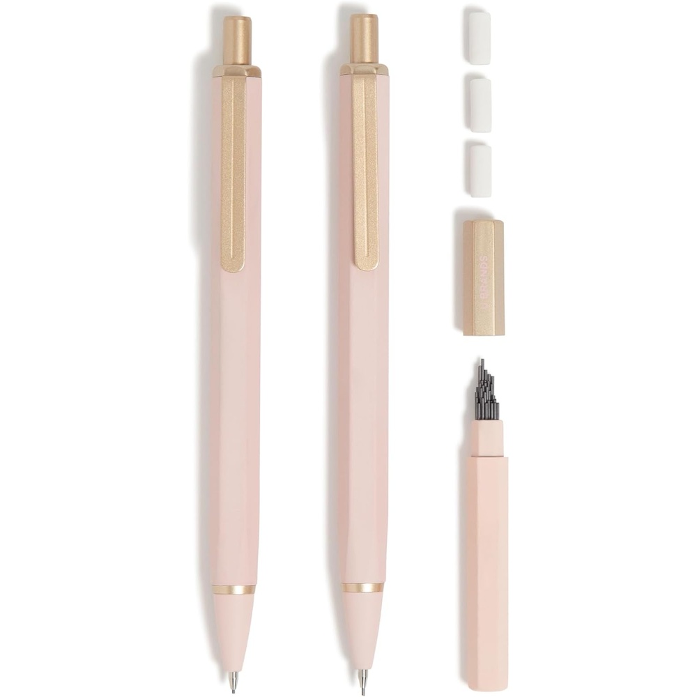image:imageU Brands Cambria Mechanical Pencils Set of 2 Midnight Black Soft Touch Medium 07 mm Point Lead and Eraser RefillsBlush Pink