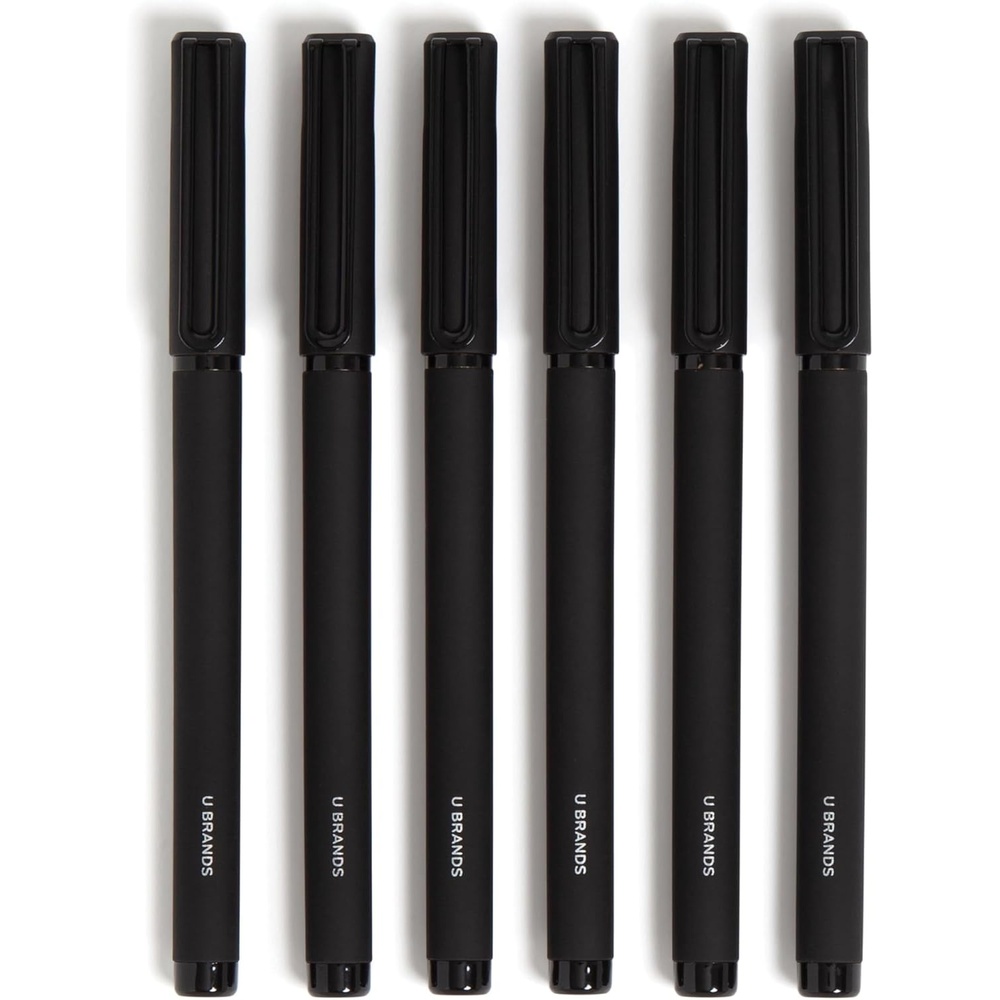 image:imageU Brands Catalina Felt Tip Pens Pen Set of 6 Black Ink Pens Soft Touch Midnight Black Medium 07 mm Point