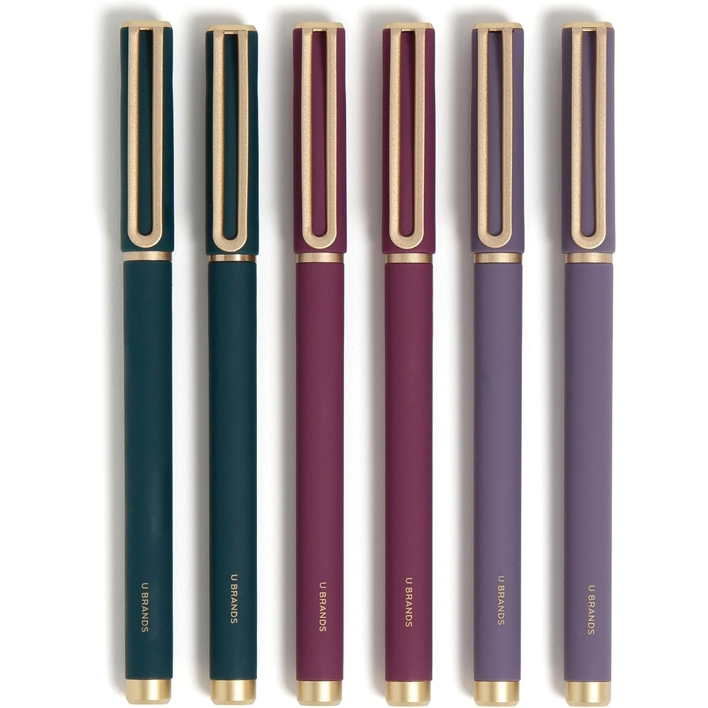 image:imageU Brands Catalina Felt Tip Pens Set of 6 Black Ink Pens Medium 07 mm Point Lucent DreamsJewel Tones