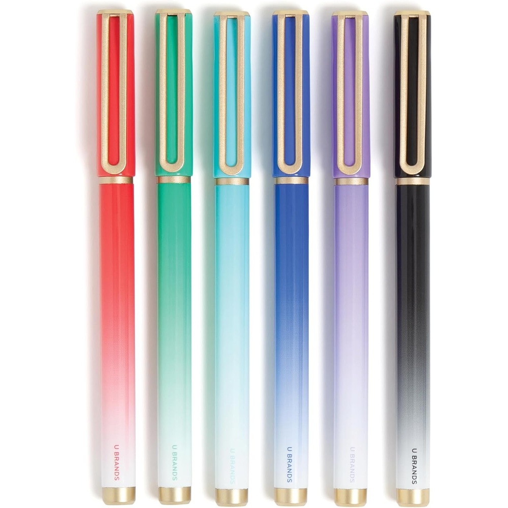 image:imageU Brands Catalina Felt Tip Pens Set of 6 Black Ink Pens Medium 07 mm Point Lucent DreamsOmbre Bright Tones