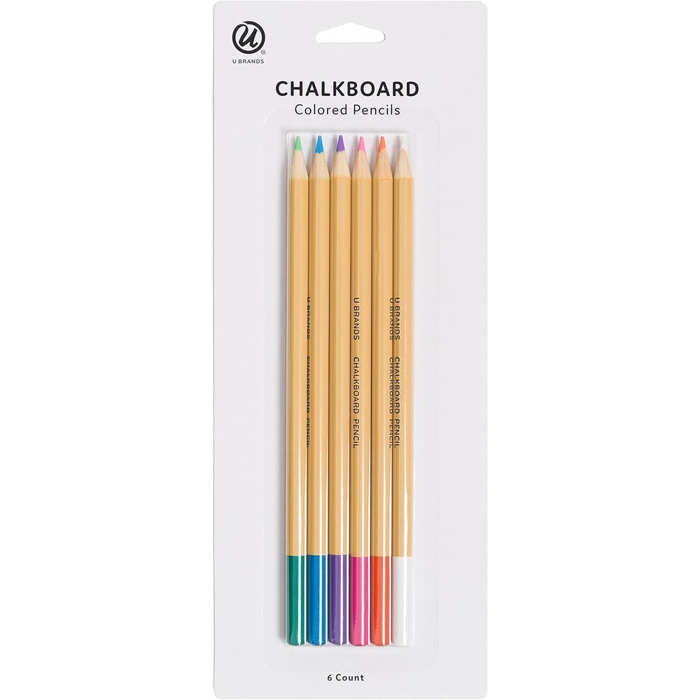 image:imageU Brands Chalkboard Colored Pencils Assorted Colors 6Count
