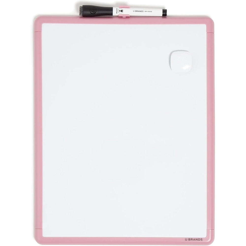 image:imageU Brands Contempo Magnetic Small Whiteboard 11 x 14 White Modern Frame Mini White Board for Students Fridge and Locker Dry Erase Board Includes Marker amp MagnetBlush Pink