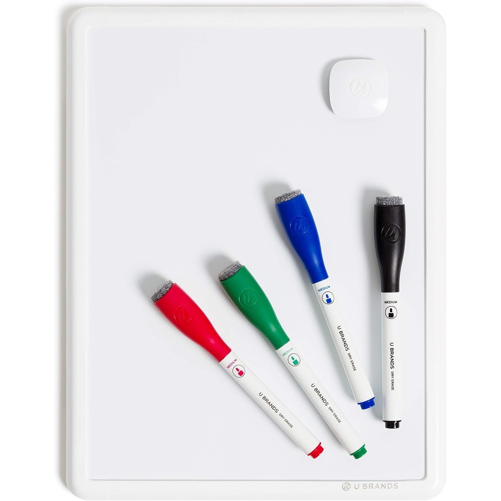 image:imageU Brands Contempo Magnetic Small Whiteboard 85 x 11 White Modern Frame Mini White Board for Students Fridge and Locker Dry Erase Board Includes Marker amp Magnet1 Boards 4 Markers 1 Magnet