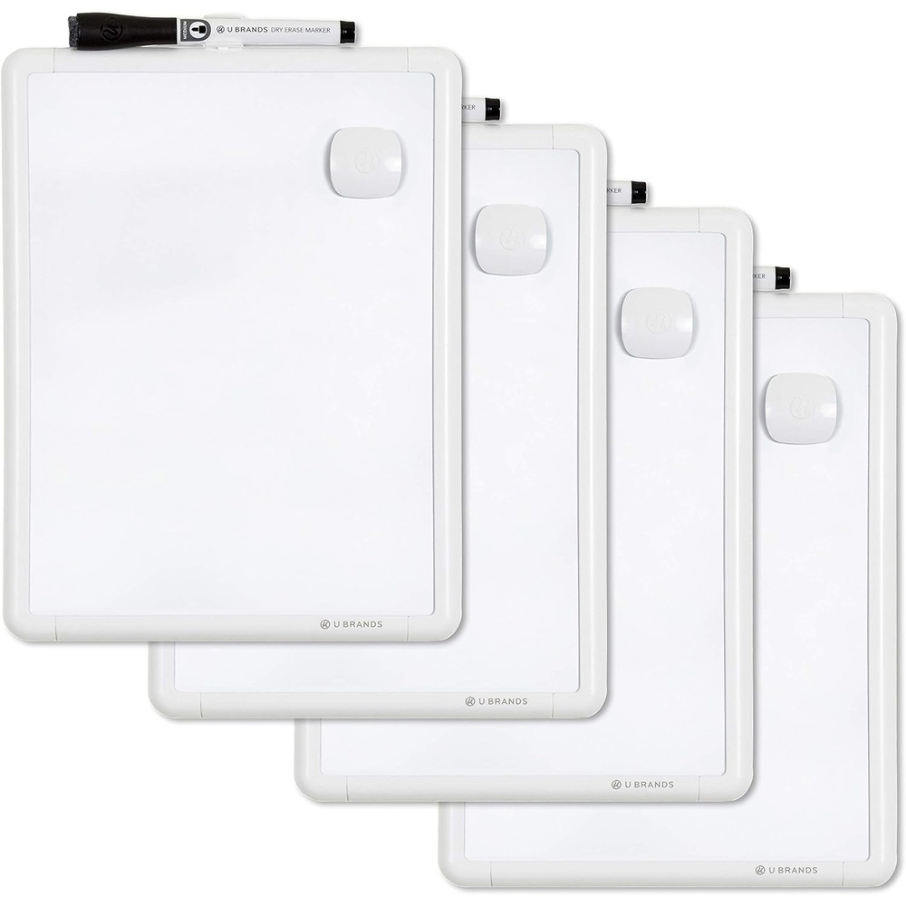 image:imageU Brands Contempo Magnetic Small Whiteboard 85 x 11 White Modern Frame Mini White Board for Students Fridge and Locker Dry Erase Board Includes Marker amp Magnet4 Boards 4 Markers 4 Magnets