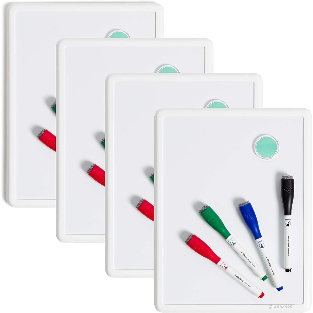 image:imageU Brands Contempo Magnetic Small Whiteboard 85 x 11 White Modern Frame Mini White Board for Students Fridge and Locker Dry Erase Board Includes Marker amp Magnet4 Boards 16 Markers 4 Magnets