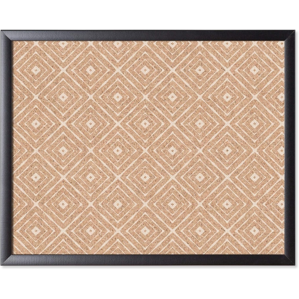 image:imageU Brands Cork Bulletin Board 36 x 24 Black Wood Style Frame Quatrefoil Design Print Industrial Grade Pinning SurfaceDiamond