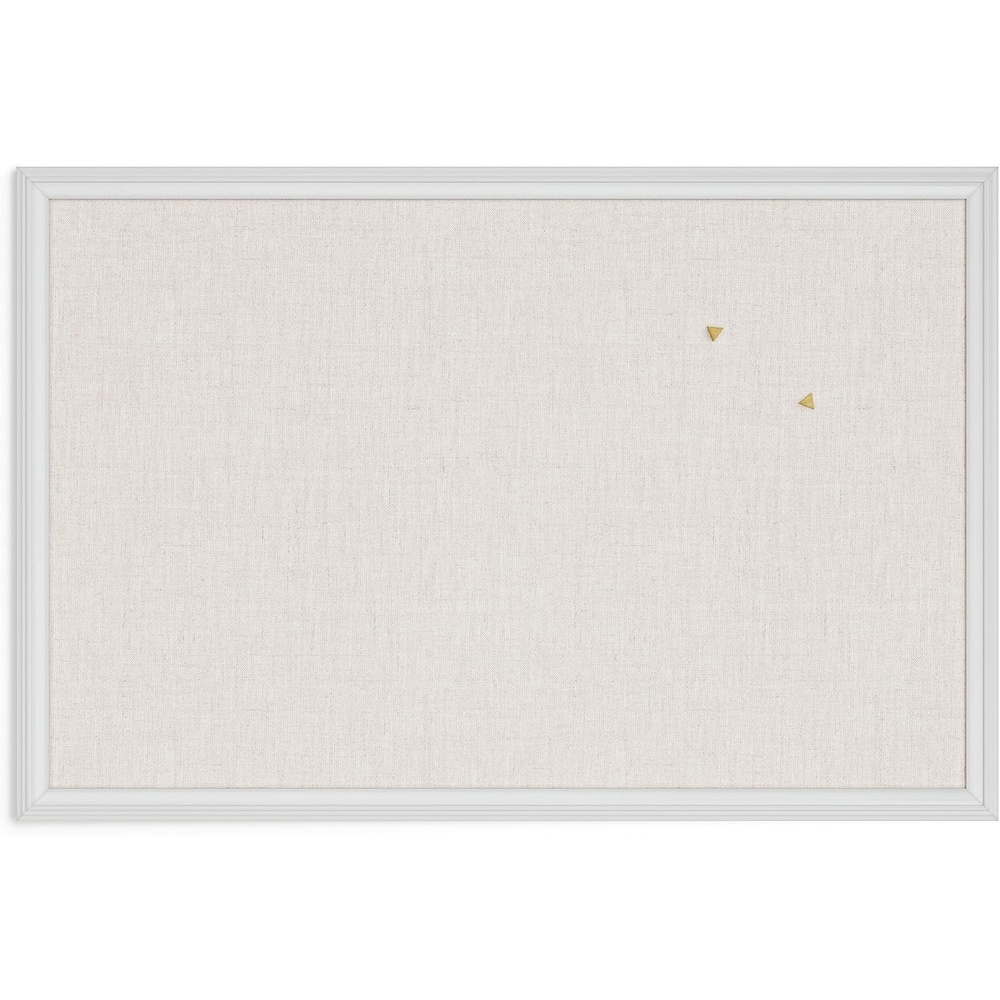 image:imageU Brands Farmhouse Bulletin Board Linen Covered Corkboard with White Wood Frame 30 x 20 6711U0001Board New