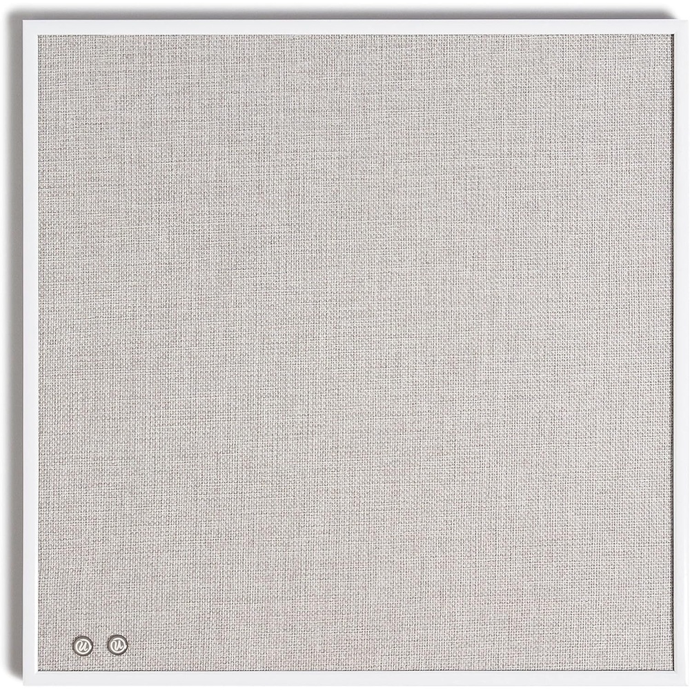 image:imageU Brands Farmhouse Linen Bulletin Board 14 x 14 White Metal Frame Industrial Grade Pinning SurfaceWhite