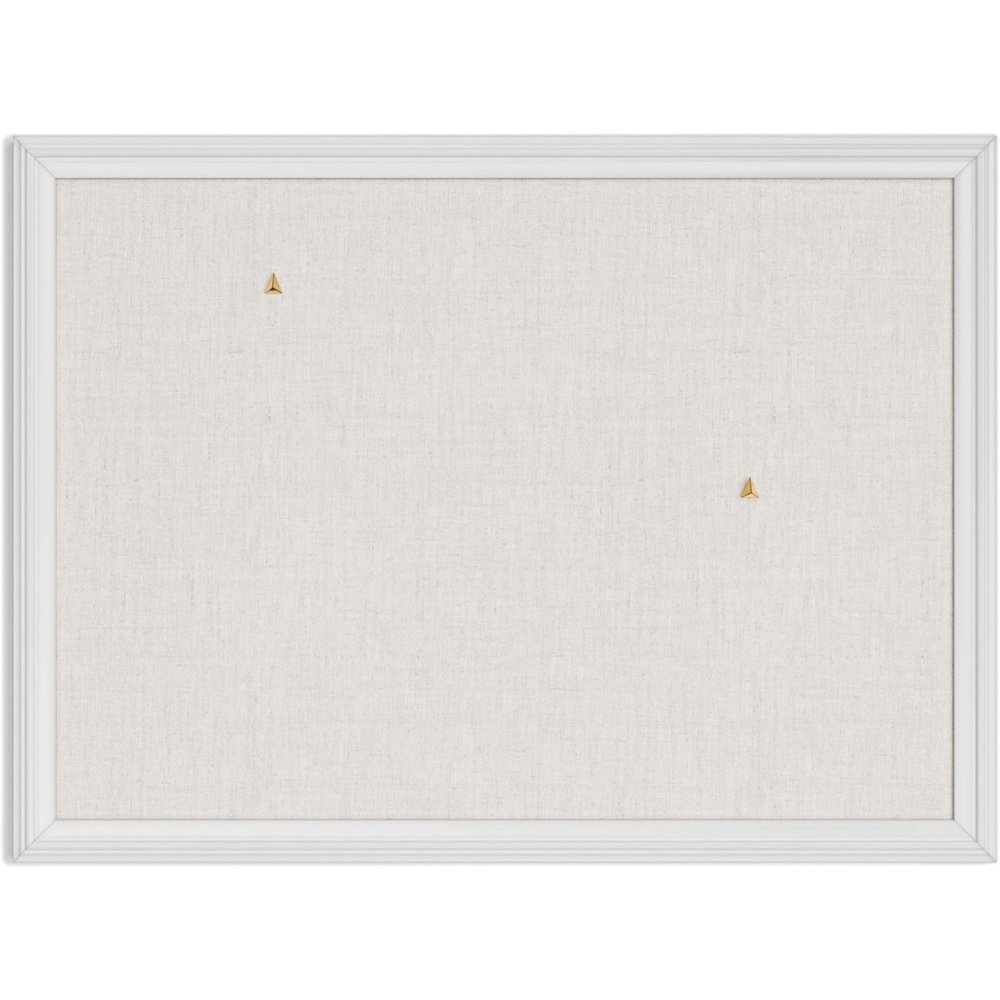 image:imageU Brands Farmhouse Linen Bulletin Board 40 x 30 White Wood Style Frame Industrial Grade Pinning Surface24x18 Natural Linen