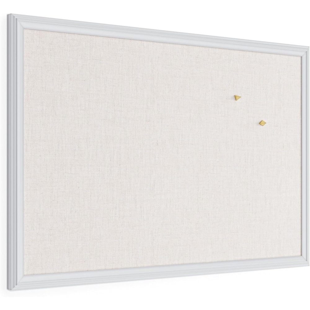 image:imageU Brands Farmhouse Linen Bulletin Board 40 x 30 White Wood Style Frame Industrial Grade Pinning Surface30x20 Natural Linen