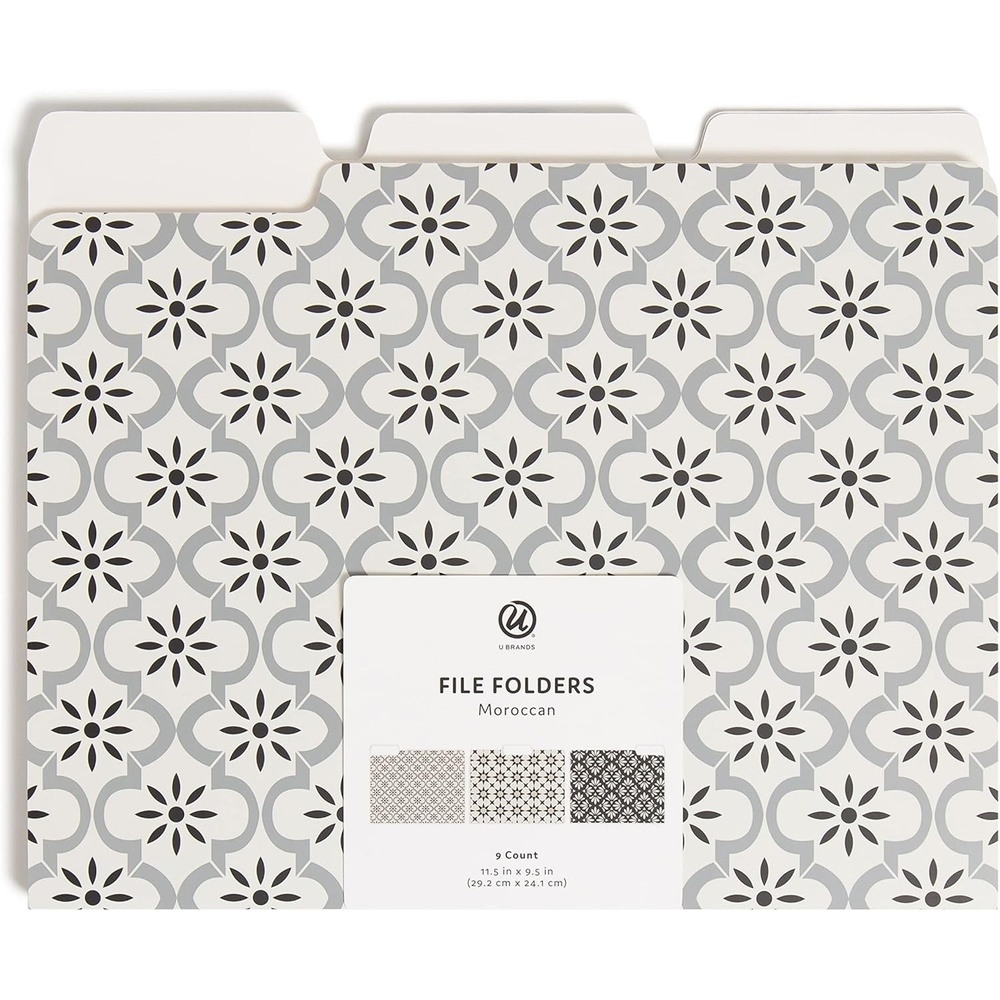 image:imageU Brands Fashion File Folders 9 Count 13Cut Tabs in Assorted Positions Letter Size Office Supplies MoroccanMoroccan