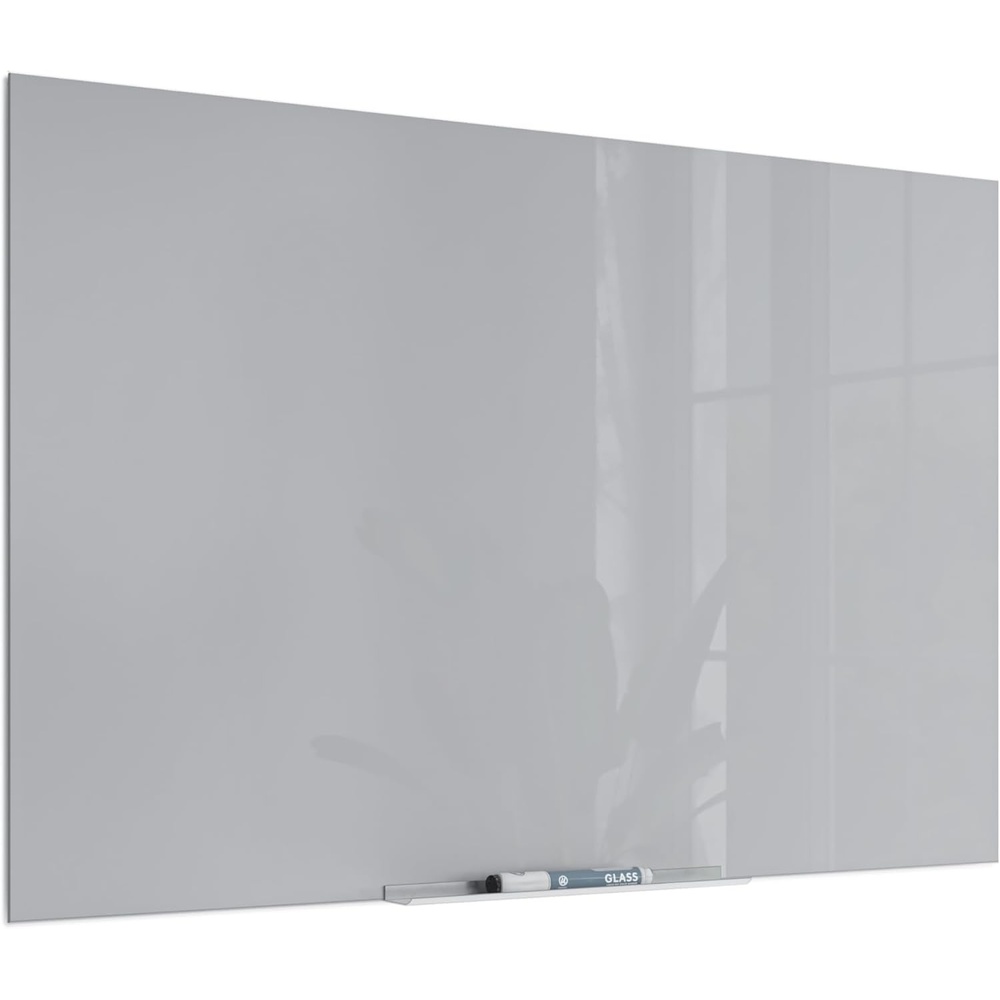 image:imageU Brands Floating NonMagnetic Glass DryErase Board 48 X 36 Gray Surface Frameless Includes 30 Tray and Liquid Chalk Marker 2908U000136W x 24H