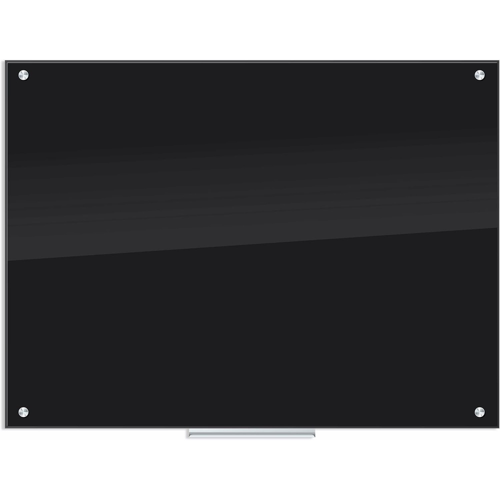 image:imageU Brands Glass Dry Erase Board 24 x 36 Black Surface with Silver Grommets Frameless Includes Marker with Builtin Eraser48W x 36H