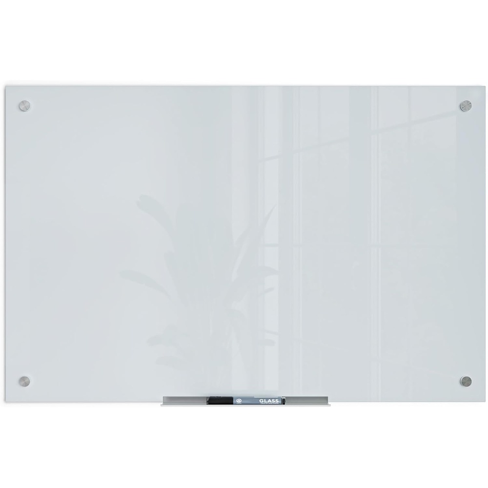 image:imageU Brands Glass Dry Erase Board 36 x 72 White Frosted Surface With Silver Grommets Includes Marker With BuiltIn Eraser35W x 23H