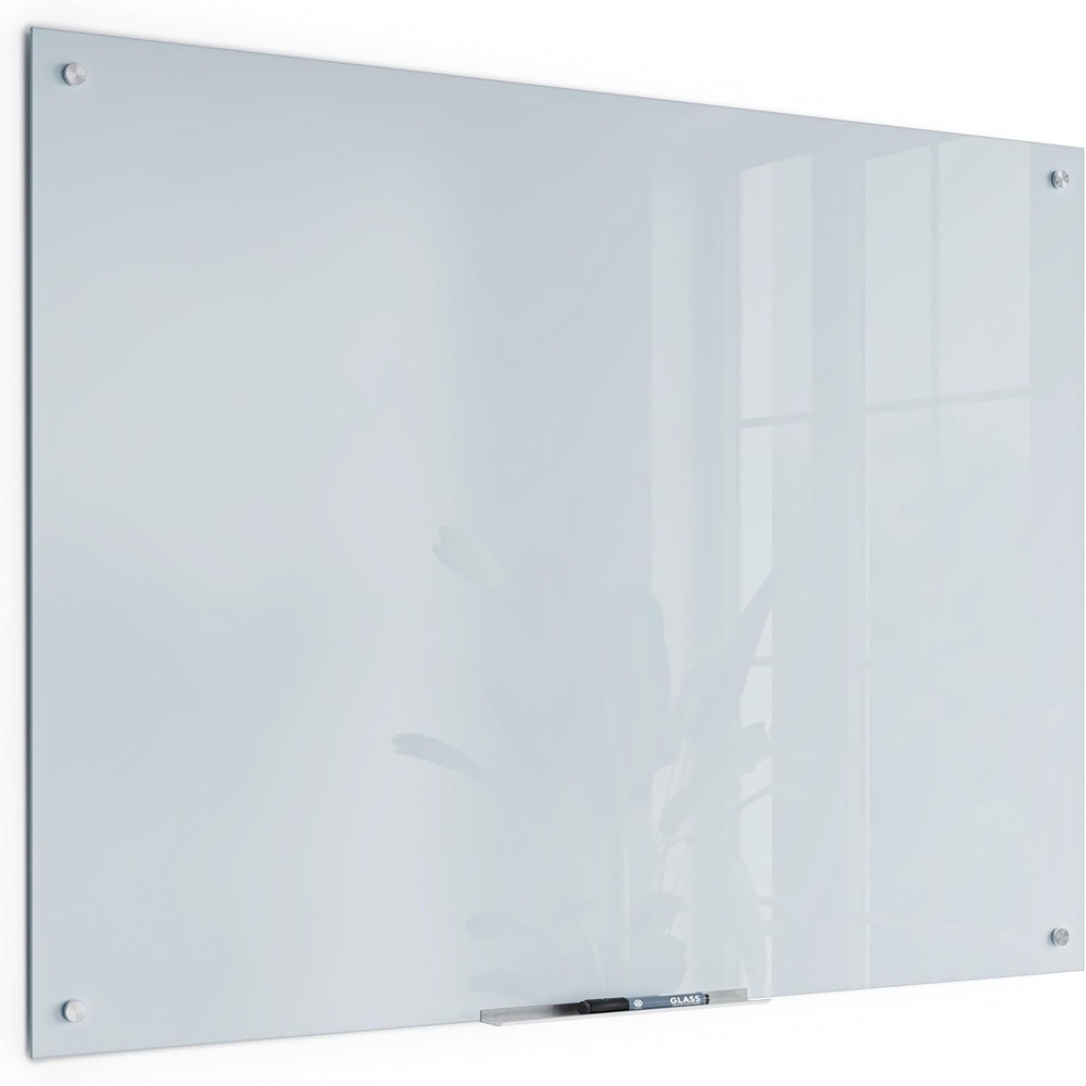 image:imageU Brands Glass Dry Erase Board 36 x 72 White Frosted Surface With Silver Grommets Includes Marker With BuiltIn Eraser48W x 36H