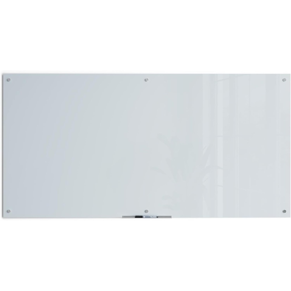 image:imageU Brands Glass Dry Erase Board 36 x 72 White Frosted Surface With Silver Grommets Includes Marker With BuiltIn Eraser72W x 36H