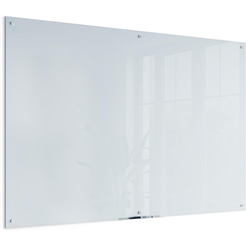 image:imageU Brands Glass Dry Erase Board 36 x 72 White Frosted Surface With Silver Grommets Includes Marker With BuiltIn Eraser72W x 48H