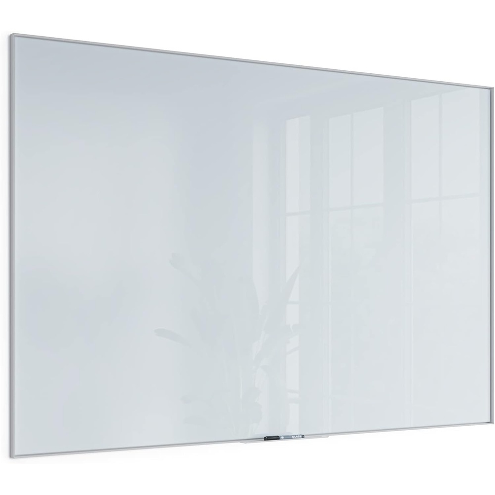 image:imageU Brands Glass NonMagnetic DryErase Board 48 X 36 White Frosted Surface White Aluminum Frame Includes 18 Marker Tray and 1 Liquid Glass Marker 2826U000172W x 48H
