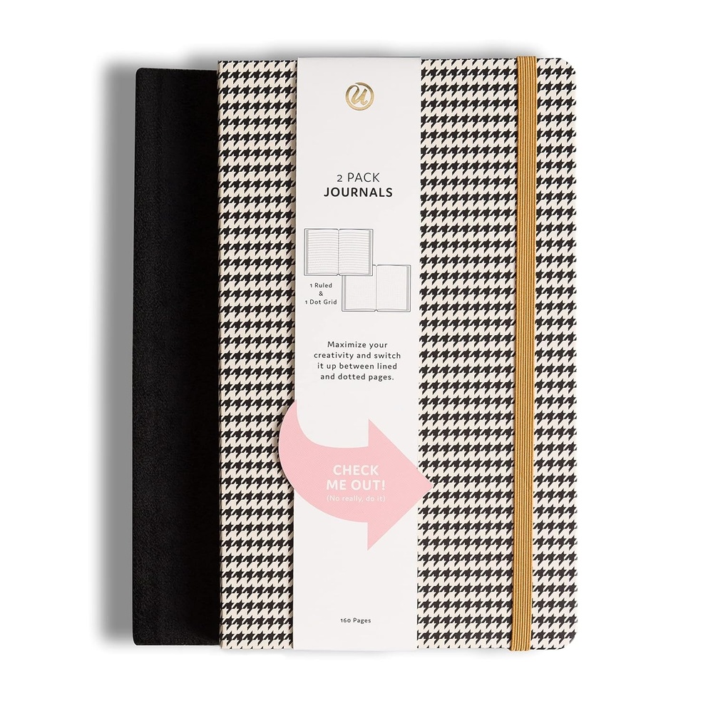 image:imageU Brands Heritage Print and Black Suede Journal 825 x 5 Inches Office Supplies 160 Pages 2 Count