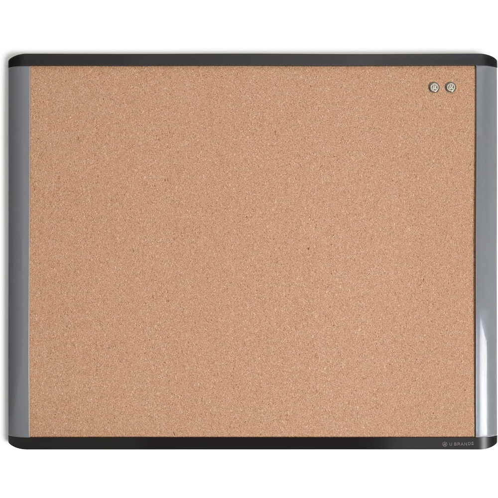 image:imageU Brands MOD Cork Bulletin Board 16 x 20 Black and Gray Frame Industrial Grade Pinning Surface Includes Push Pins