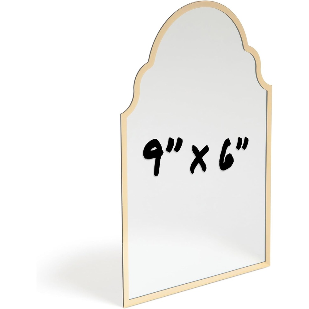 image:imageU Brands Magnetic Arch Gold Framed Locker Mirror 9 x 6 Gold Border