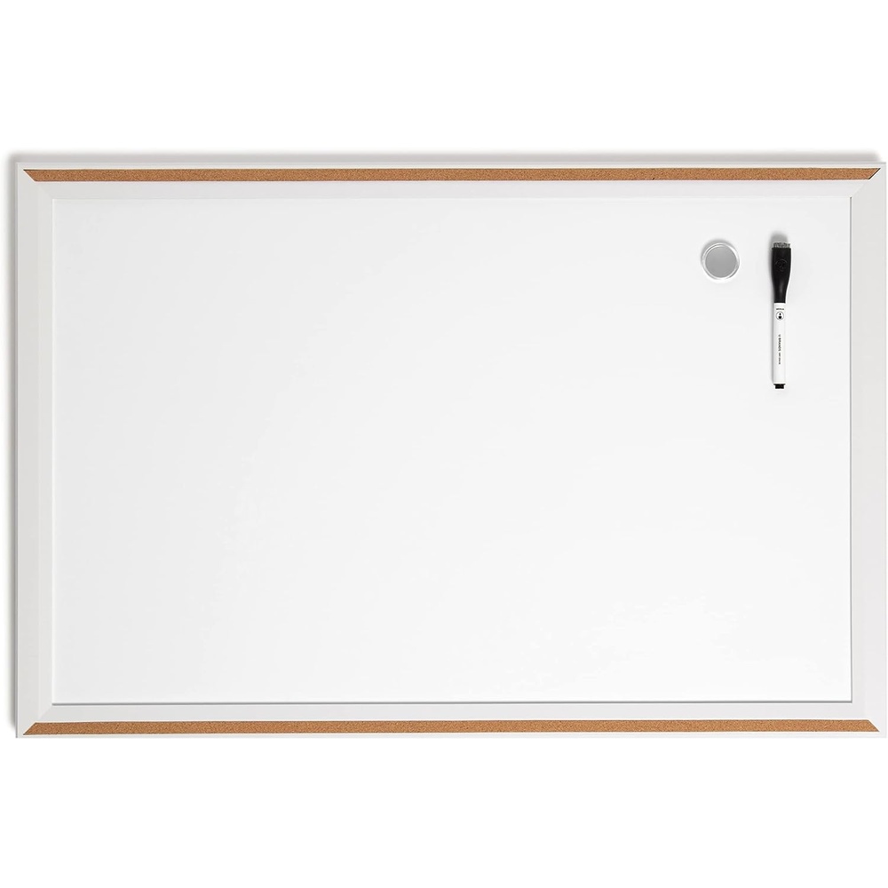image:imageU Brands Magnetic Dry Erase Board White Board 30 x 20 Modern White Wood Style PinIt Frame Includes Marker and Magnet