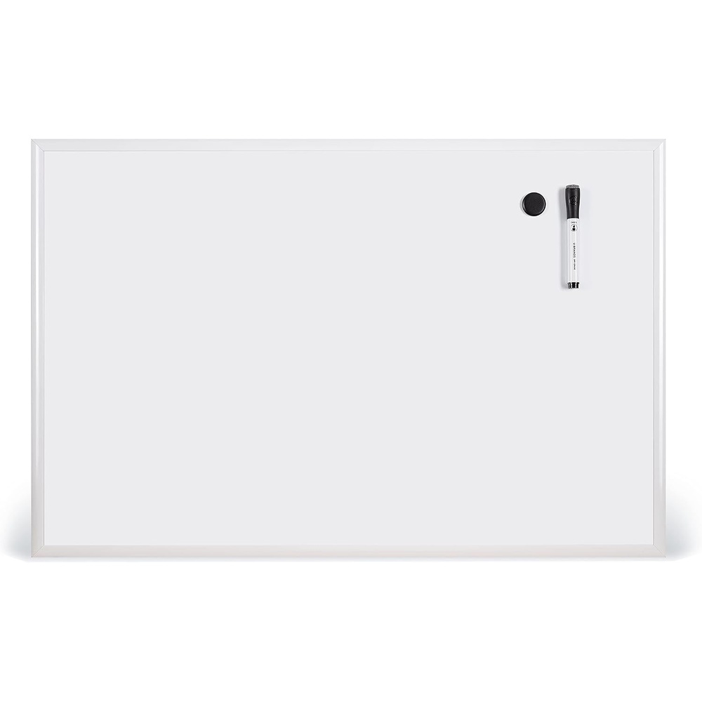 image:imageU Brands Magnetic Dry Erase Board White Board with White Aluminum Frame Office Supplies 36 x 24