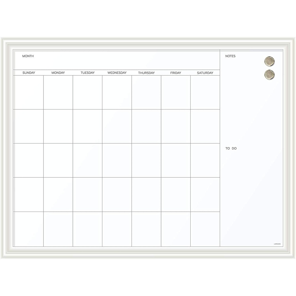 image:imageU Brands Magnetic Dry Erase Calendar White Board 30 x 20 White Wood Style Frame Includes Magnets40W x 30H