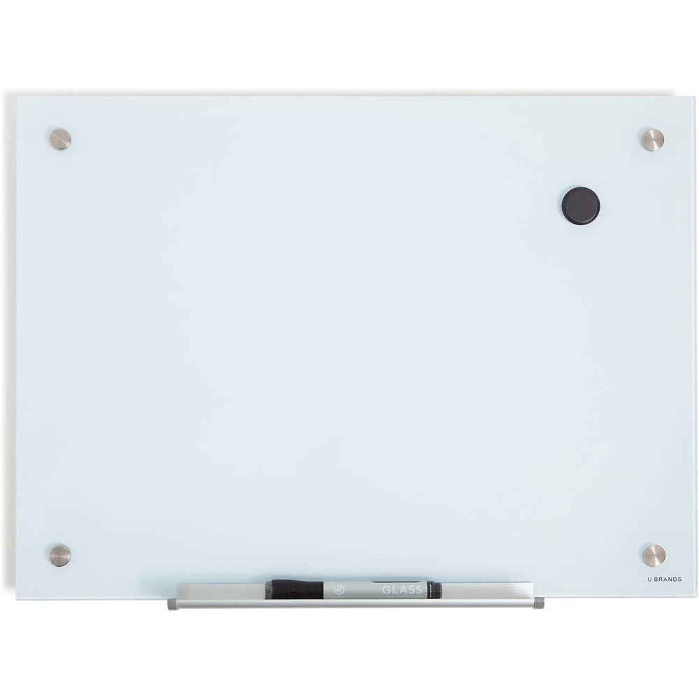 image:imageU Brands Magnetic Glass DryErase Board 96 X 48 Inches White Frosted Surface FramelessDry Erase BoardMarkersMagnet