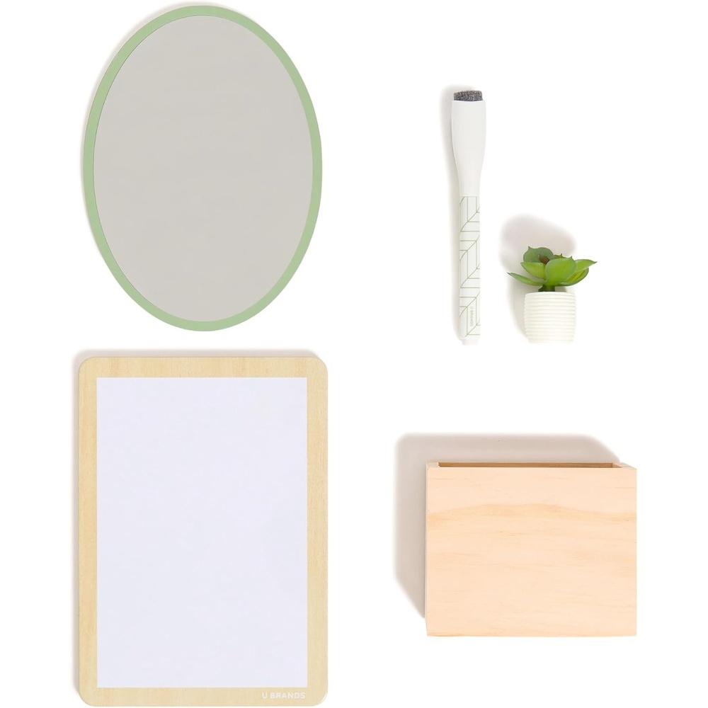 image:imageU Brands Magnetic Locker Garden Accessory and Decorating Kit Back to School Essentials BohoSage 5 Piece Mirror Cup and MoreBoho Sage