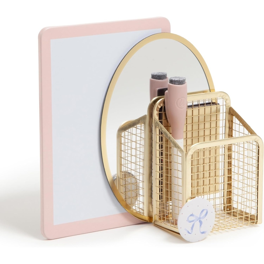image:imageU Brands Magnetic Locker Garden Accessory and Decorating Kit Back to School Essentials BohoSage 5 Piece Mirror Cup and MoreCharming Coquette Pink
