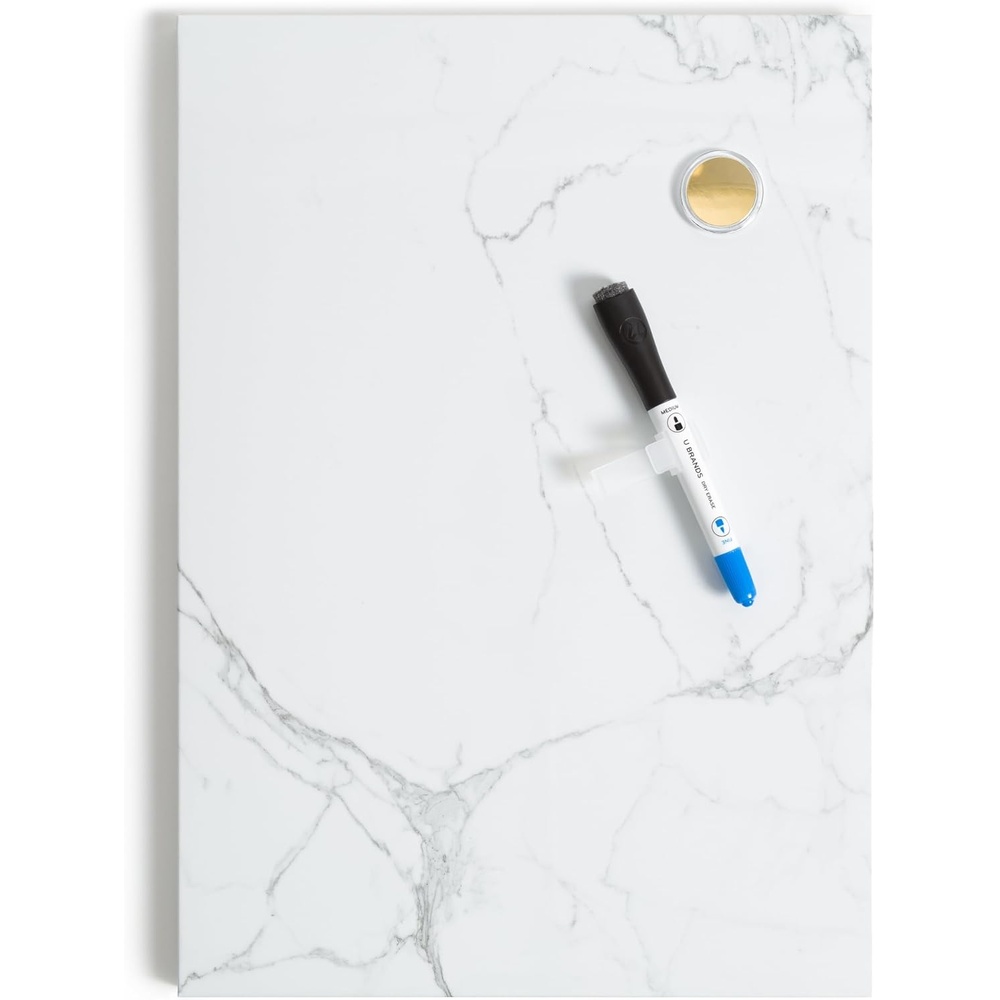 image:imageU Brands Magnetic Marble Print Dry Erase Board White Board 11 x 155 Frameless Includes Magnet and Marker11W x 155H