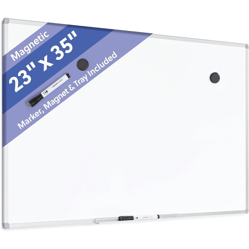 image:imageU Brands Magnetic Whiteboard 24 x 18 Slim Aluminum Frame Includes Dry Erase Marker Magnet and ClipOn Tray35W x 23H