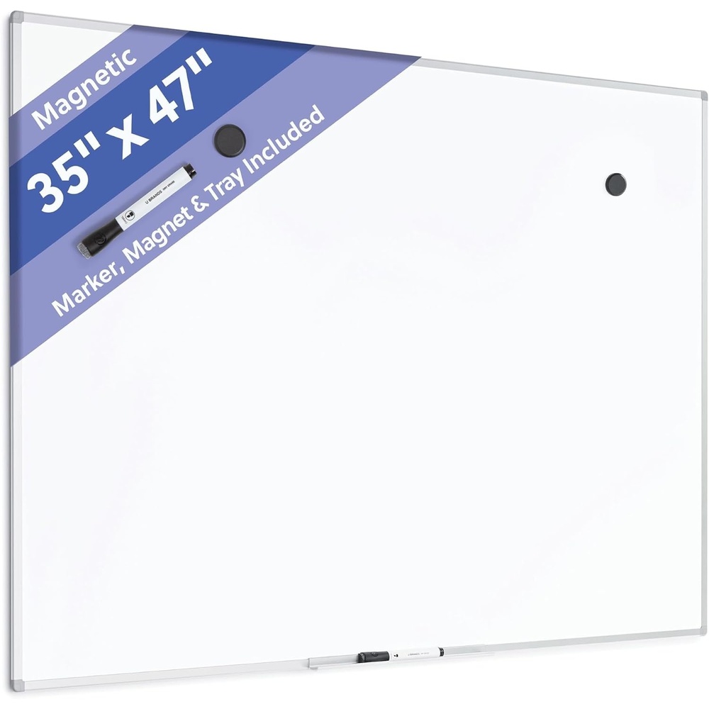 image:imageU Brands Magnetic Whiteboard 24 x 18 Slim Aluminum Frame Includes Dry Erase Marker Magnet and ClipOn Tray47W x 35H