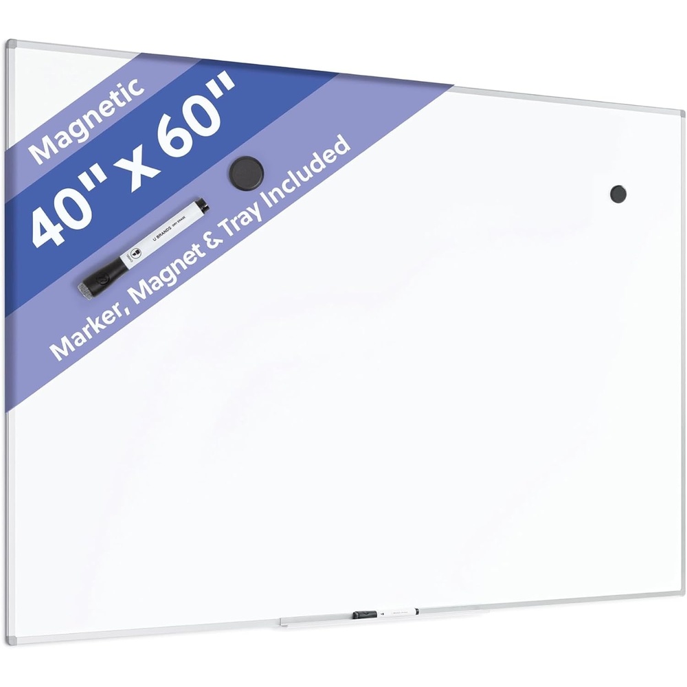 image:imageU Brands Magnetic Whiteboard 24 x 18 Slim Aluminum Frame Includes Dry Erase Marker Magnet and ClipOn Tray60W x 40H