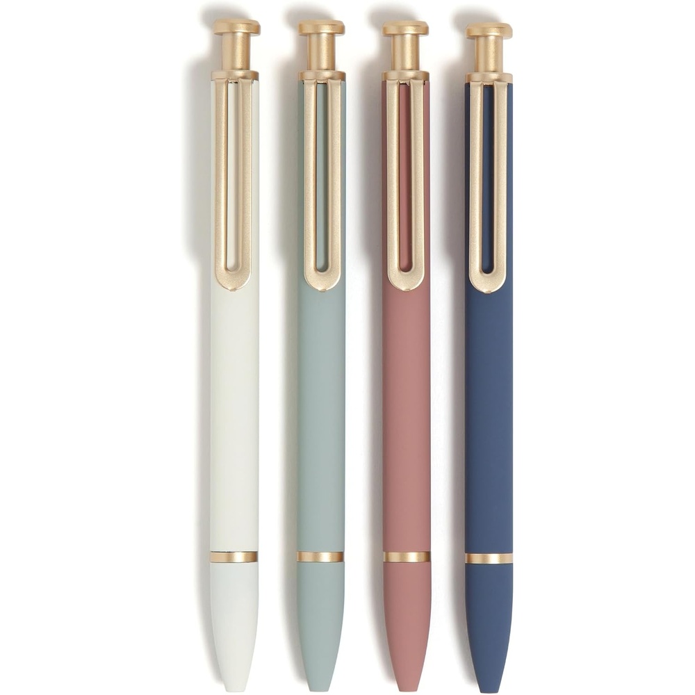image:imageU Brands Monterey Ballpoint Pens 4 Count Atlantis Hue Soft Touch Gold Details Bold 10 mm Point Black Ink