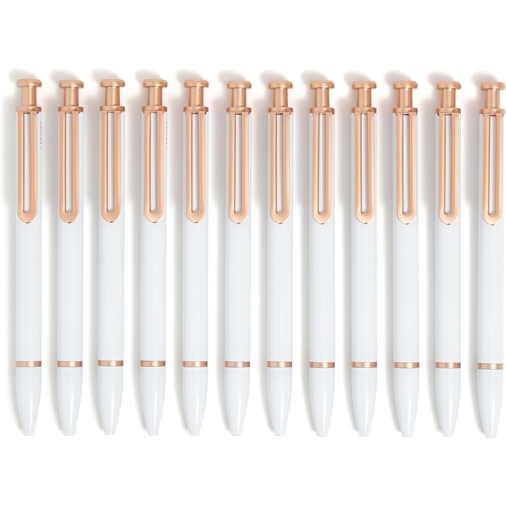 image:imageU Brands Monterey Ballpoint Pens Set of 12 White and Rose Gold Bold 10 mm Point Black InkWhite and Rose