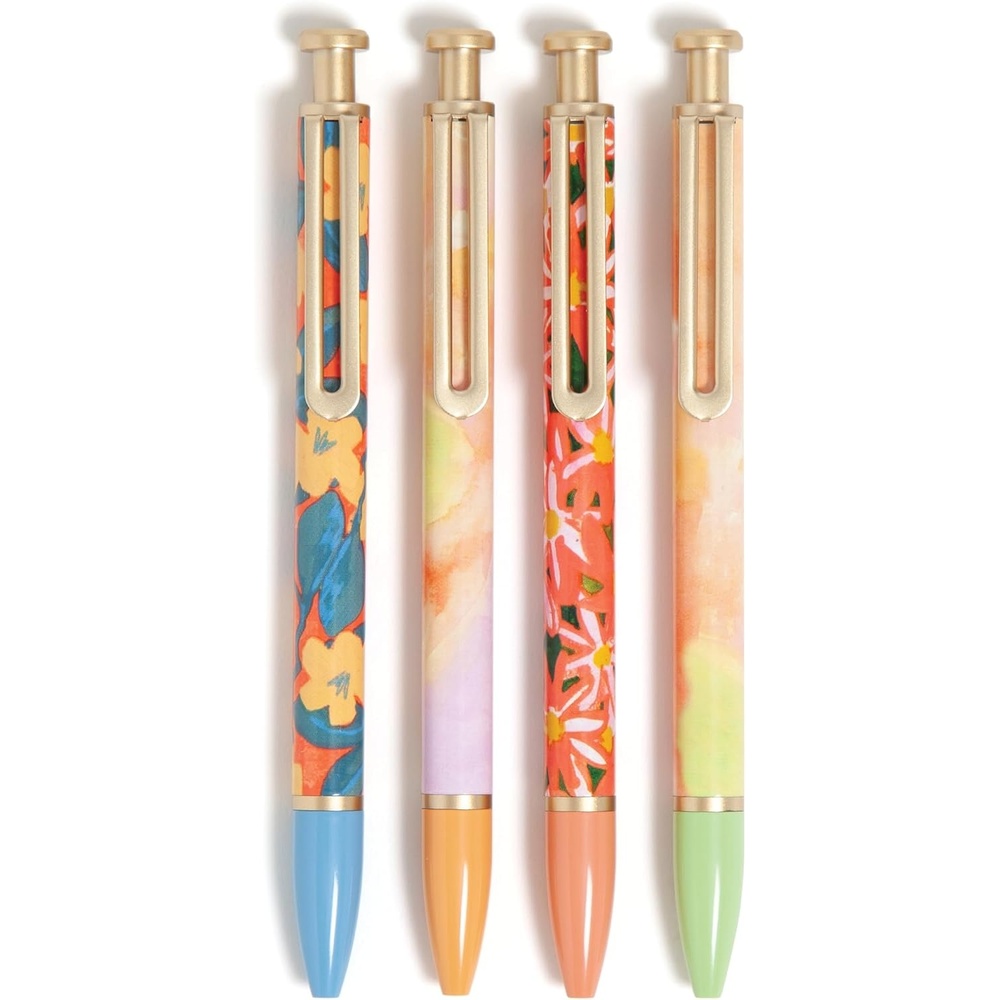 image:imageU Brands Monterey Ballpoint Pens Set of 4 Black and White With Rose Gold Details Bold 10 mm Point Black InkArtist Touch