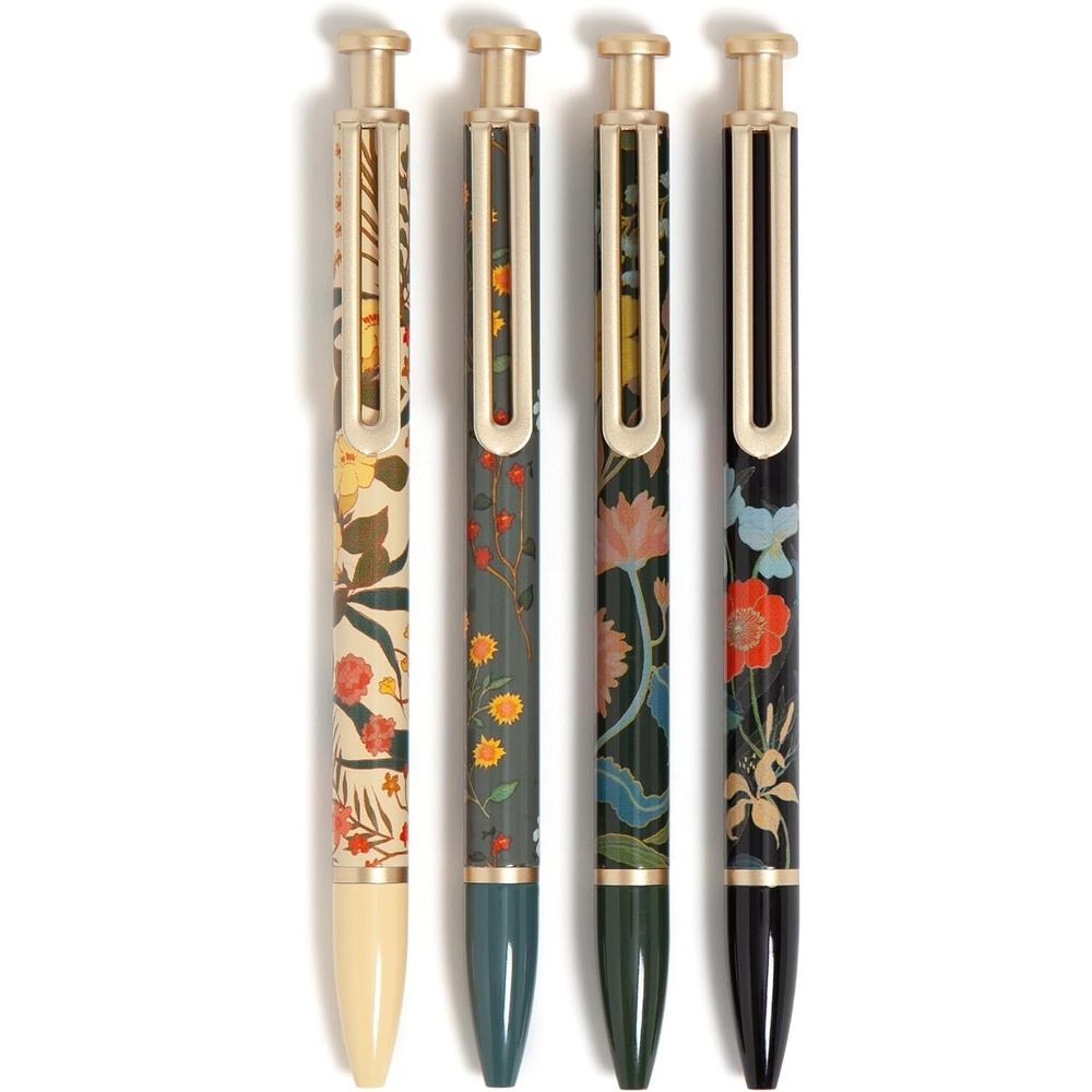 image:imageU Brands Monterey Ballpoint Pens Set of 4 Black and White With Rose Gold Details Bold 10 mm Point Black InkBotanical Studies